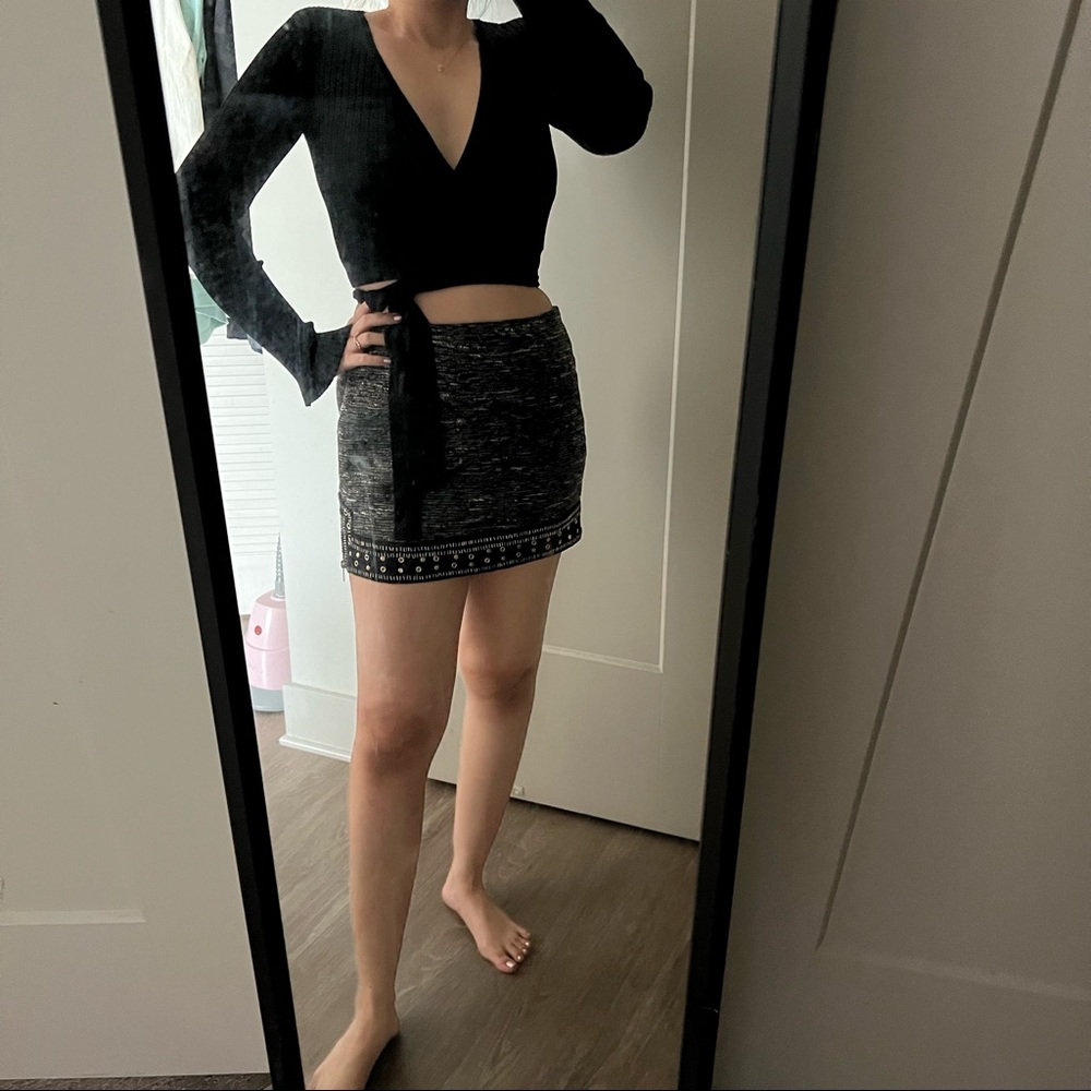 English Rose tweed metallic mini skirt with pocket - Picture 4 of 5